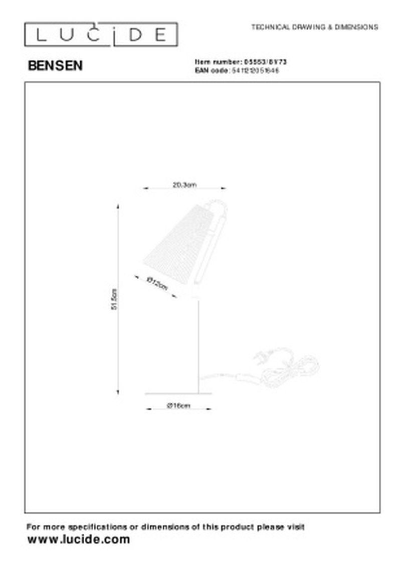 Lucide BENSEN - Stolná lampa - 1xE14 - Natural